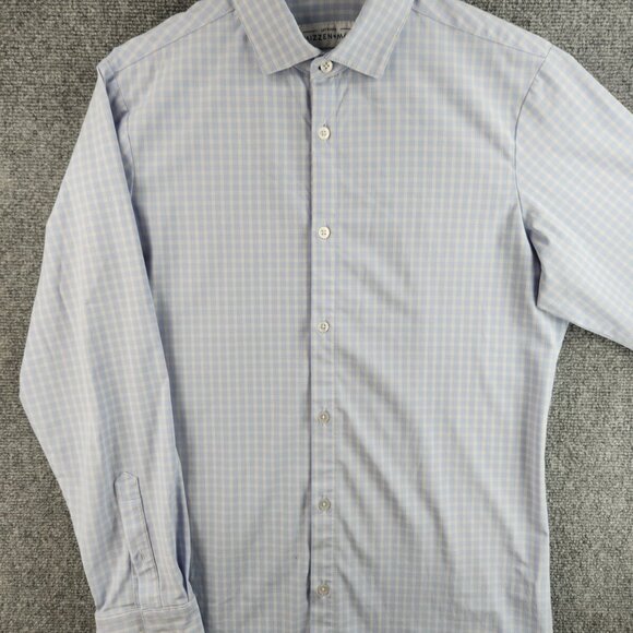 Mizzen + Main Medium Trim Fit Blue Plaid Long Sleeve Button Up Stretch USA Made - Picture 2 of 16